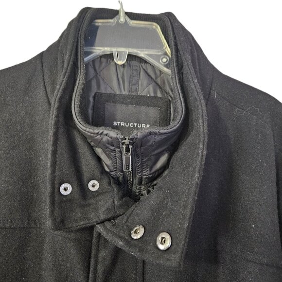 Vintage Structure Men's Wool Blend Heavly Lined Outdoor Pea Coat Size XXL/EEG - Picture 3 of 11